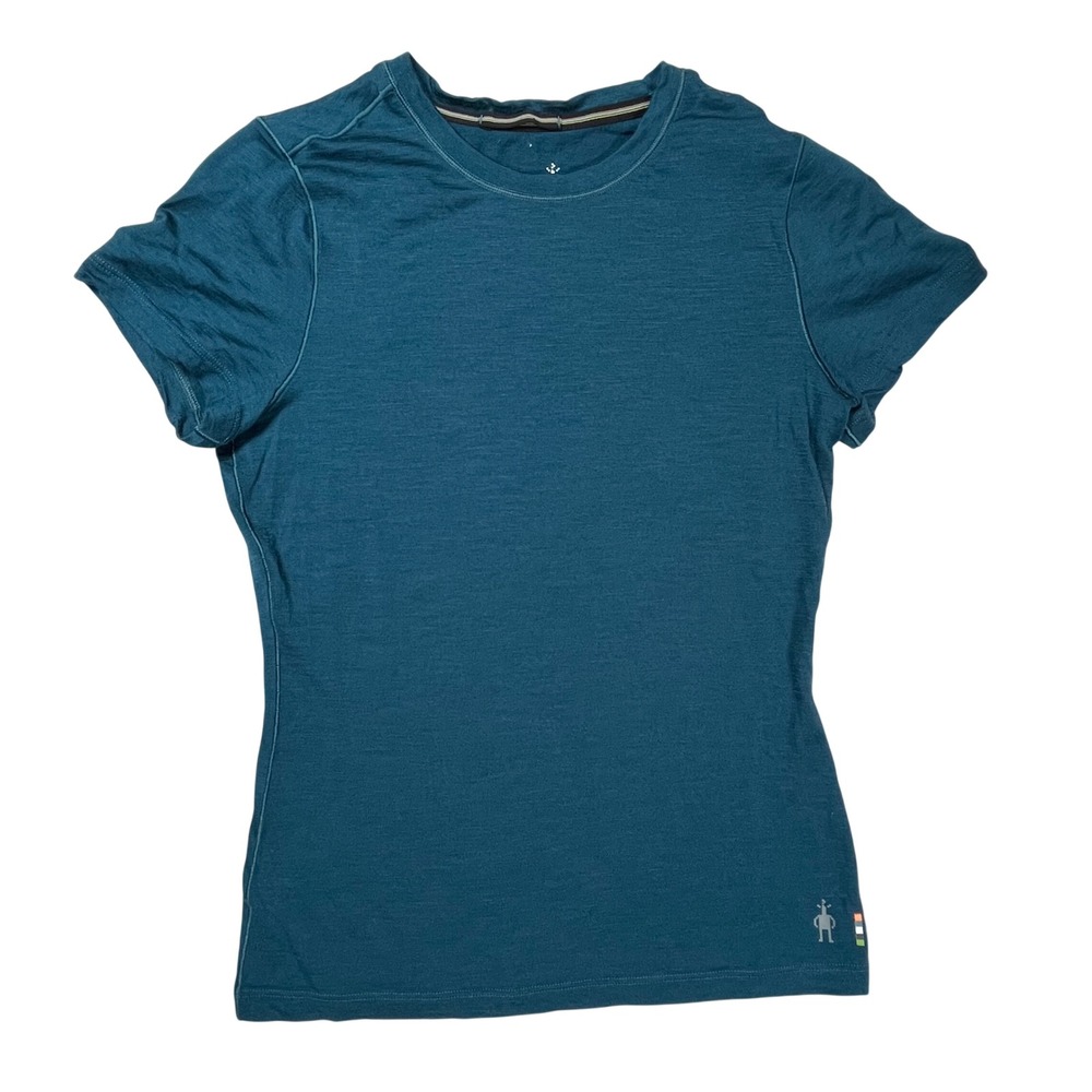 Smartwool T-Shirt Women XS Teal Blue Merino Wool Short Sleeve Active Base Layer